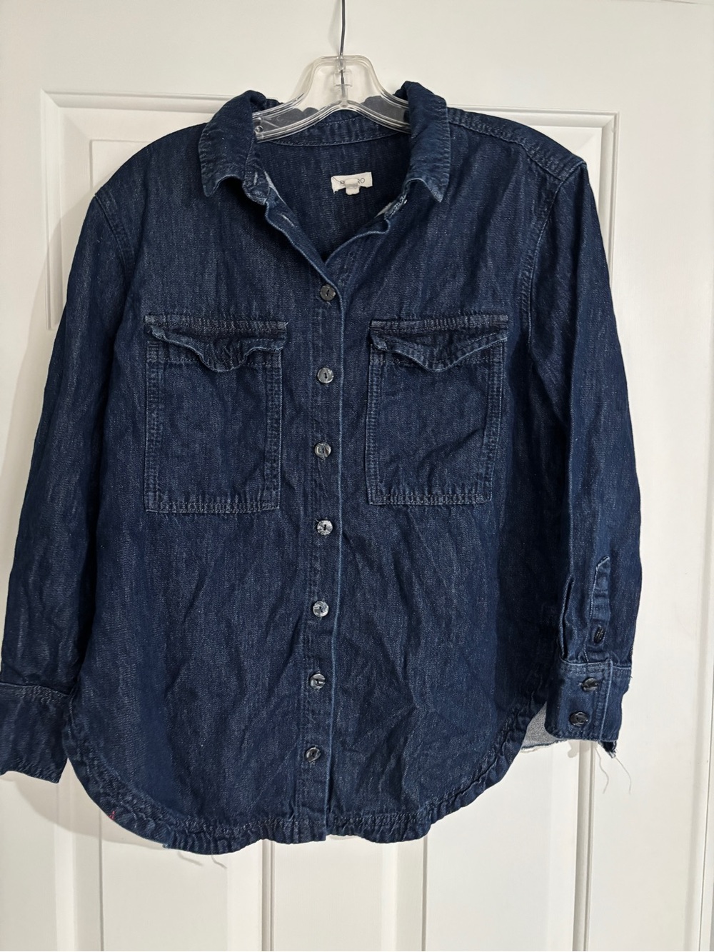 Pilcro Anthropologie Dark Wash Denim Flap Pocket Button Down Shirt - XS Petite